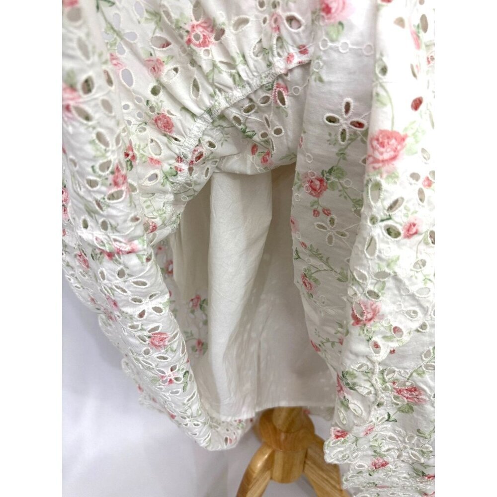 LoveShackFancy x Target Clementine Floral Eyelet Ruffle Tiered Midi Dress Size 2 - Picture 6 of 11